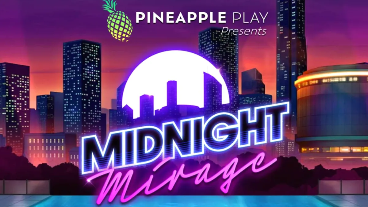 Tampilan visual neon dan mewah dari slot Midnight Mirage
