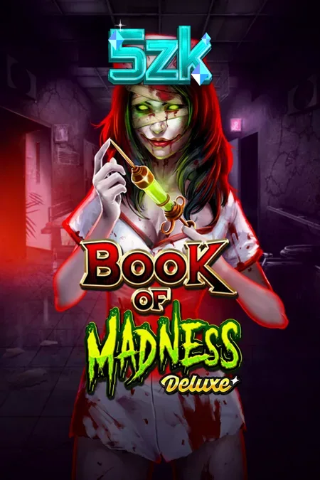 Tampilan visual slot Book of Madness Deluxe dengan tema horor
